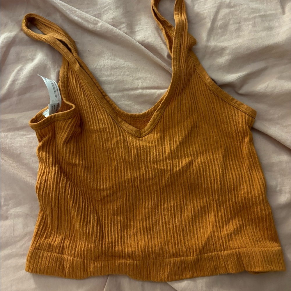Burnt orange out from under ribbed tank